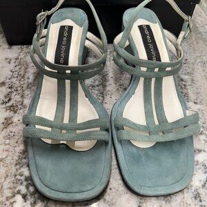 Vintage New in Box Andrea Jovine Blue Suede Sandals 7